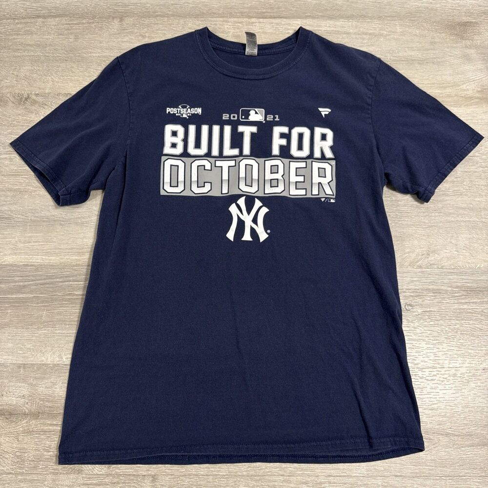 New York Yankees Shirt 2021 Built For October Fanatics Men's Blue Large Tee